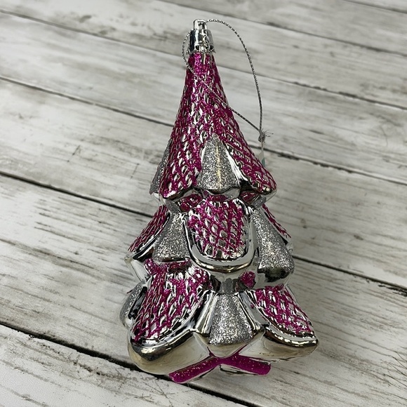 GLITTER CHRISTMAS TREE ORNAMENT pink/white NWT - Picture 2 of 6